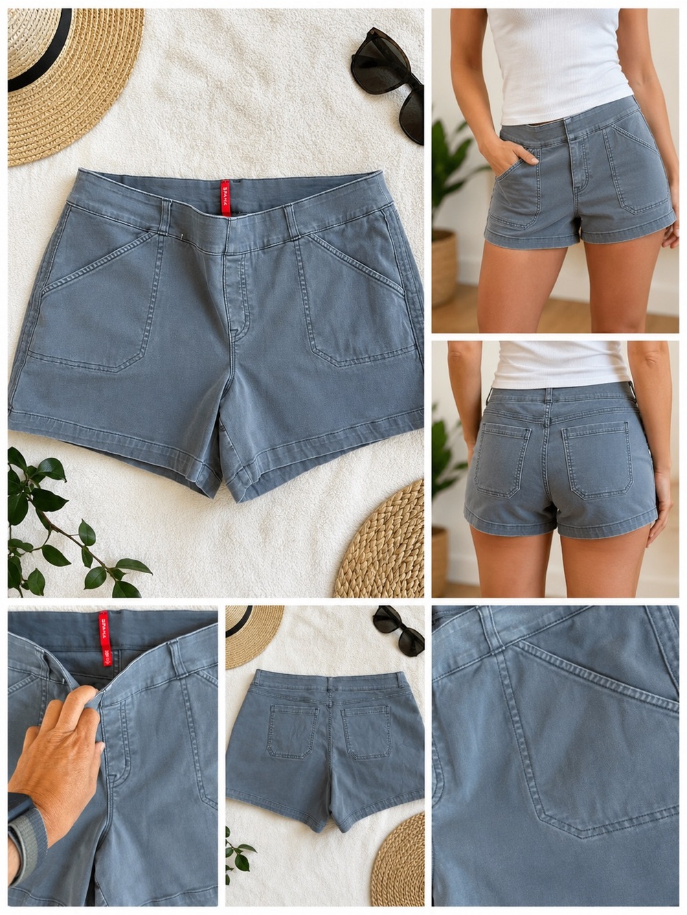 SPANX Gray Blue Shorts | Women’s Casual Utility Shorts XL